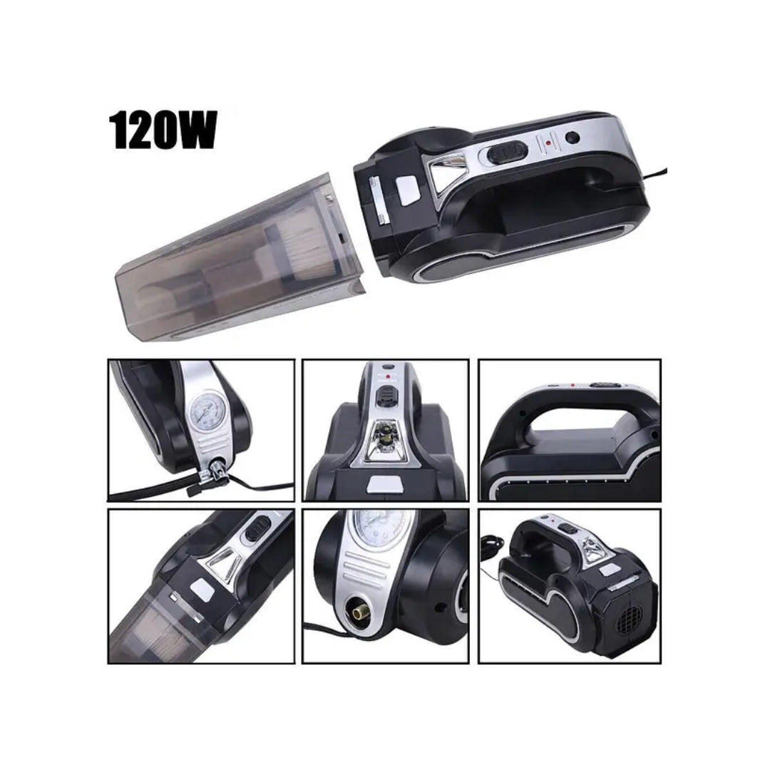 Car Vacuum Cleaner with Air Compressor Pump 4-IN-1 Portable DC 12V Tire Inflator for Cars