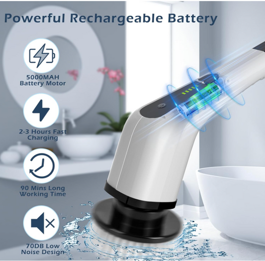Cordless Electric Spin Scrubber, Electric Cleaning Brush with 8 Replacement Brush Heads